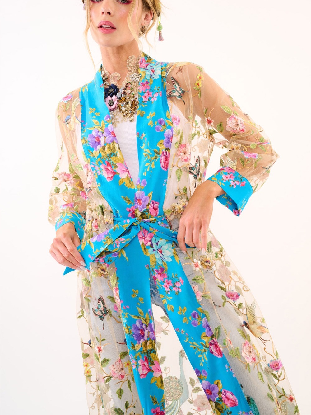 Aratta Garden of Eden Embroidered Mesh Kimono, NWT, $269 MSRP - Picture 3 of 15